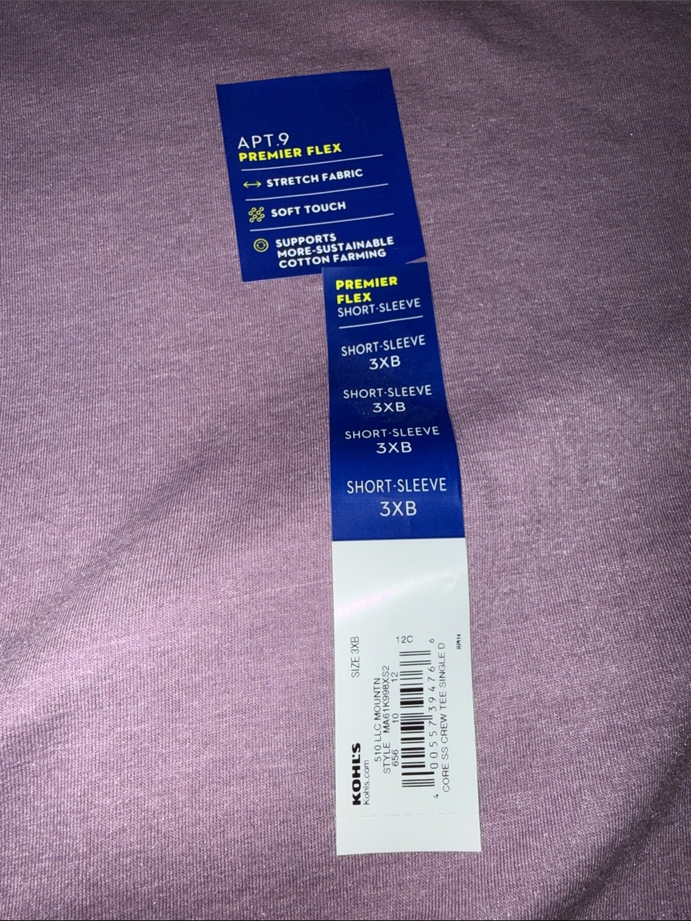 NWT-Apt. 9 Men's Purple Short Sleeve Crew Tee - Picture 2 of 3